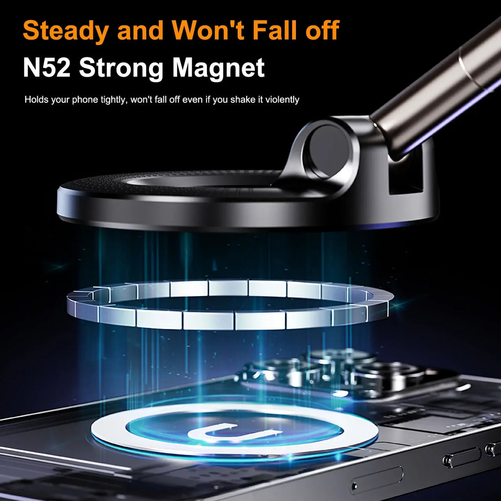 Strong Magnetic Car Phone Holder Foldable Design 360° Adjustable Vacuum Mount for Car/Desk/Bathroom/Universal Use Oasis Select