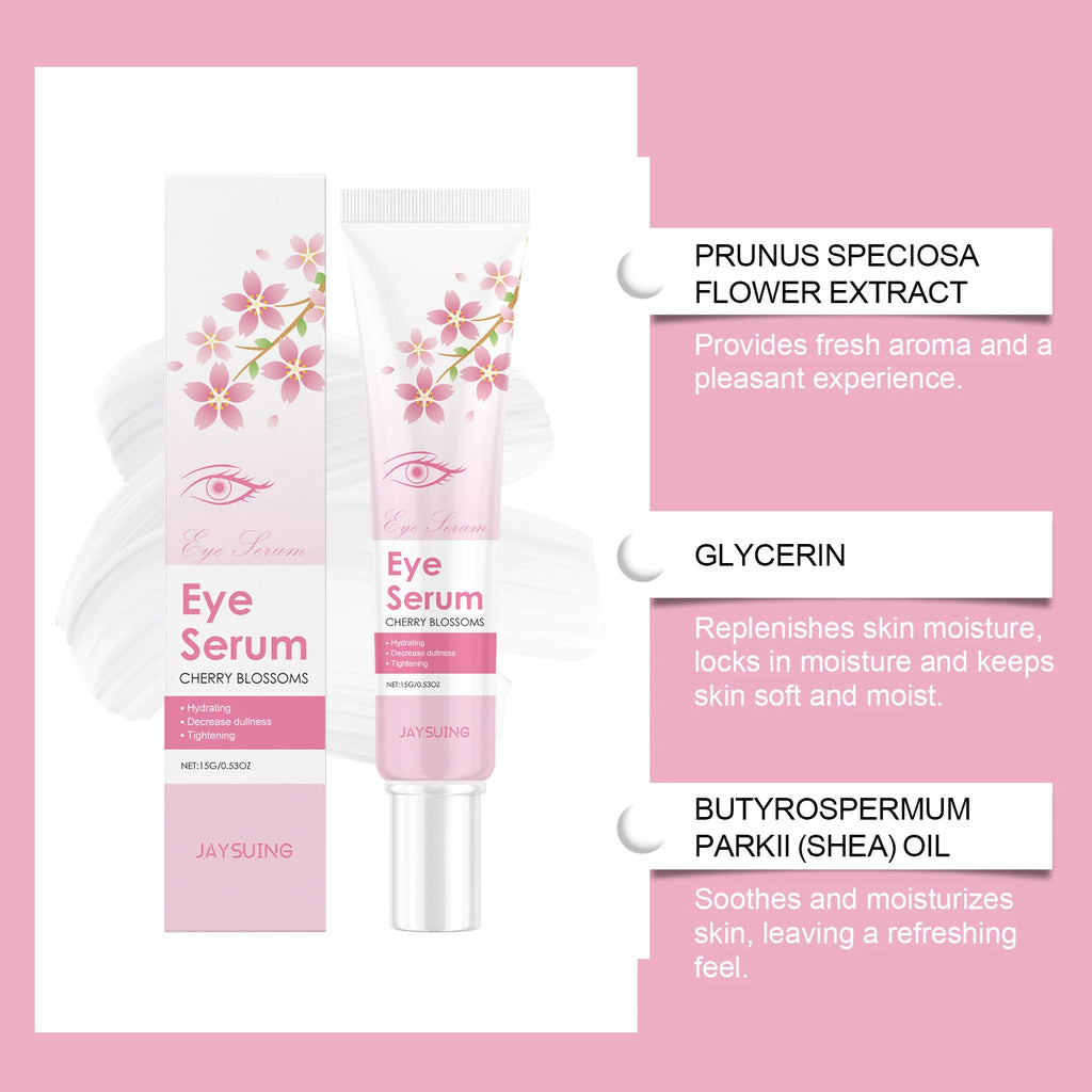 JAYSUING Sakura Eye Serum Anti Dark Circles Puffiness Eye Bag Wrinkle Remover Firming Moisturizing Brightening Eye Lifting Cream Oasis Select