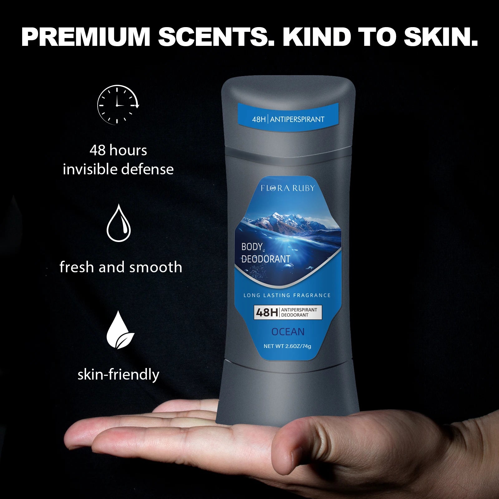 Men Full Body Deodorant Cream 72 Hours Long-Lasting Odor Control Removing Odor Protection Ocean Fragrance Men's Sports Deodorant Oasis Select