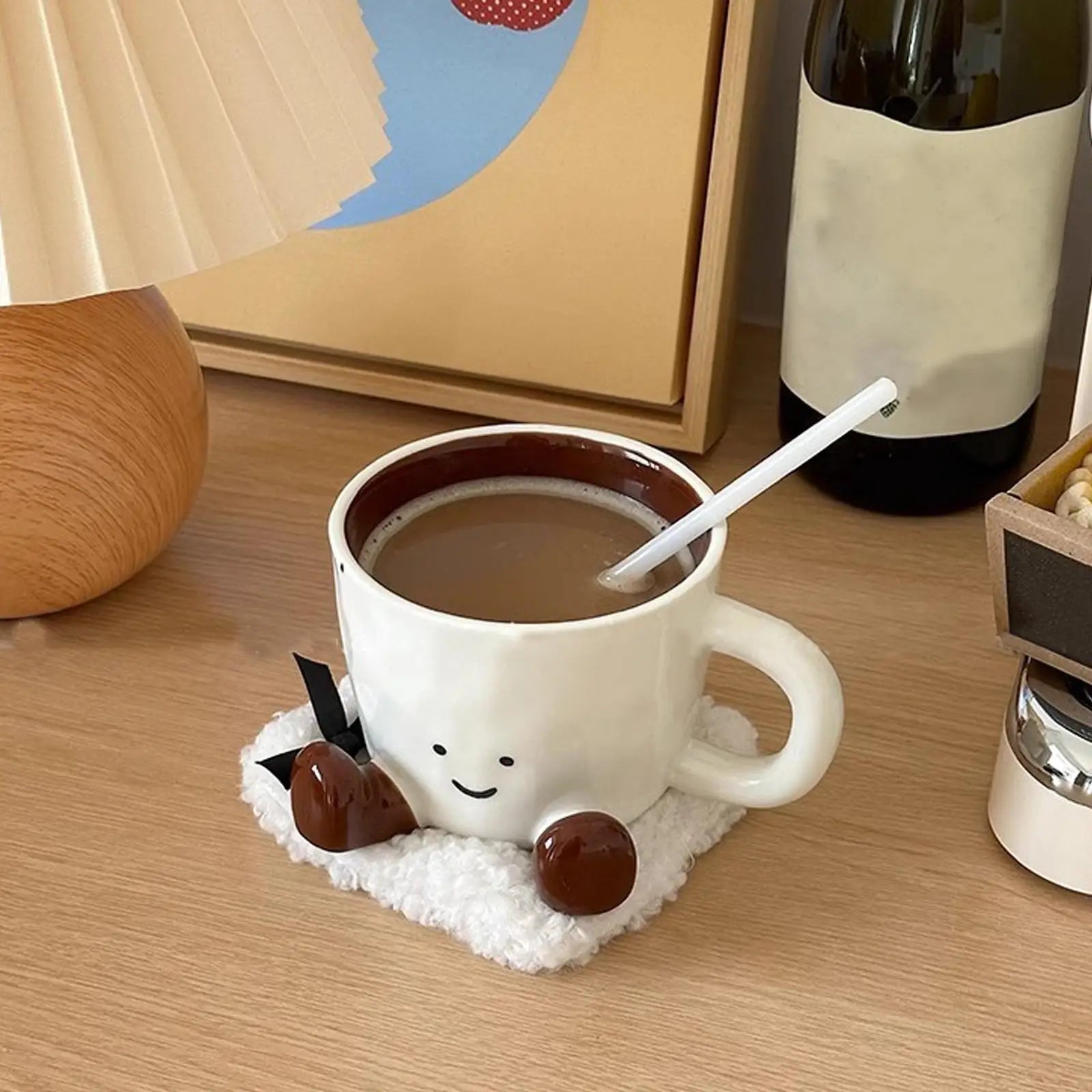 Ceramic Coffee Cup Water Cup with Feet Cute Decorative Coffee Beverage Mug for Photographers Men Women Kids Birthday Christmas Oasis Select