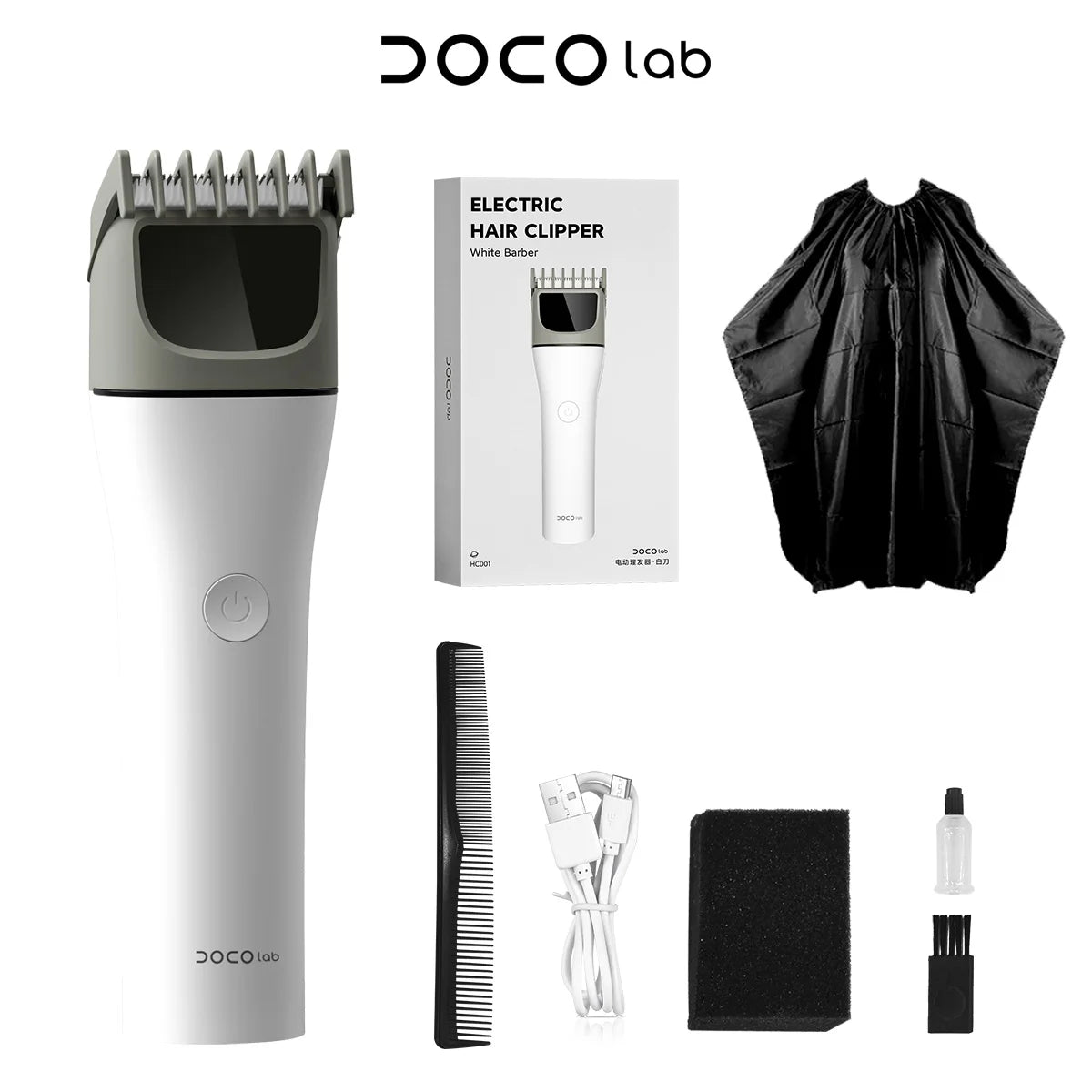 DOCO Electric Hair Clipper Trimmers Professional Cordless Type-C Charging Ceramic moving knife Haircut Adjustable Oasis Select