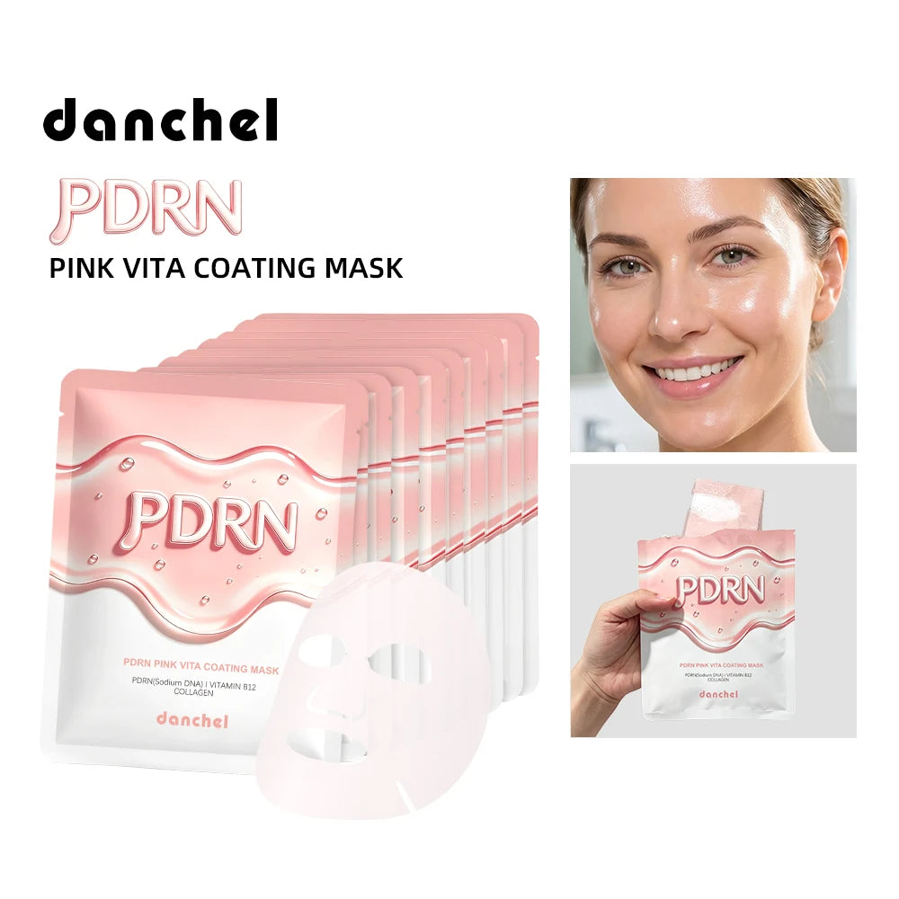 10pcs Korean Salmon DNA PDRN Pink Vitamin Sheet Mask Reduce Face Dyrness Hydrate Brighten Nourishing Facial Mask Skincare Oasis Select 10 pcs