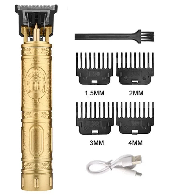 Vintage Carving Hair Cutting Machine T9 Professional Portable Rechargeable Man Beard Cutting Machine / Hair Clipper Accessories Oasis Select 060-GoldBuddha