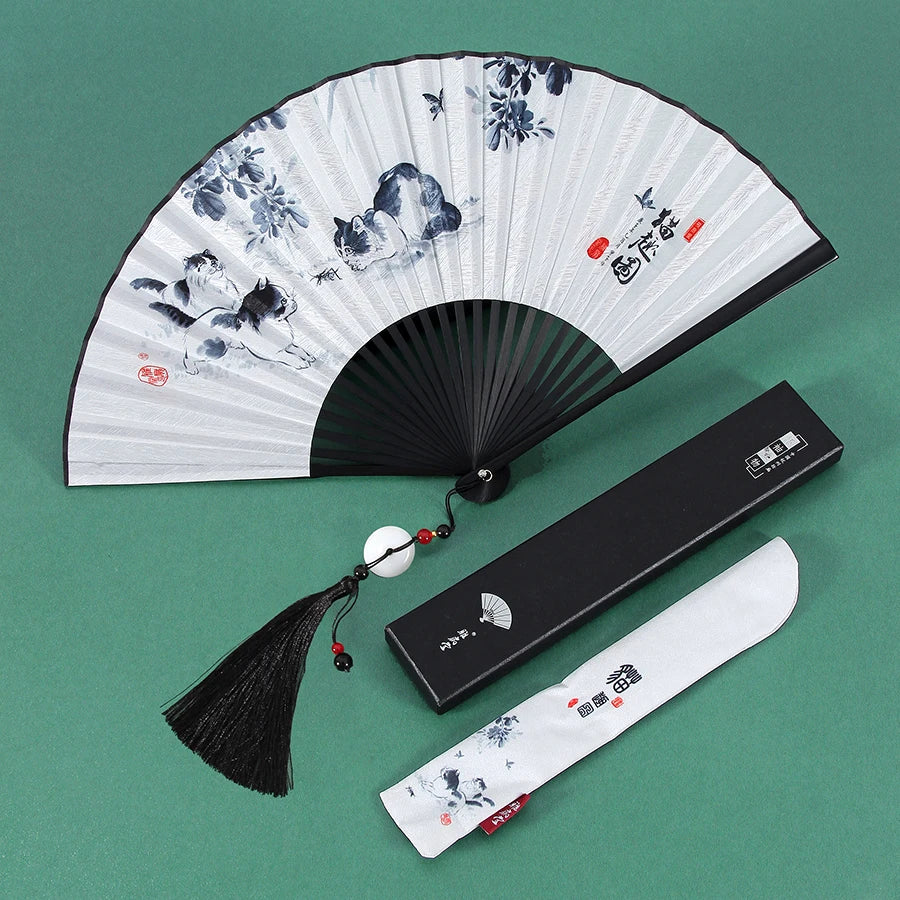 Ancient Folding Fan Black Dragon Fan Chinese Style Summer Hanfu Folding Fan Oasis Select 2 8 inches