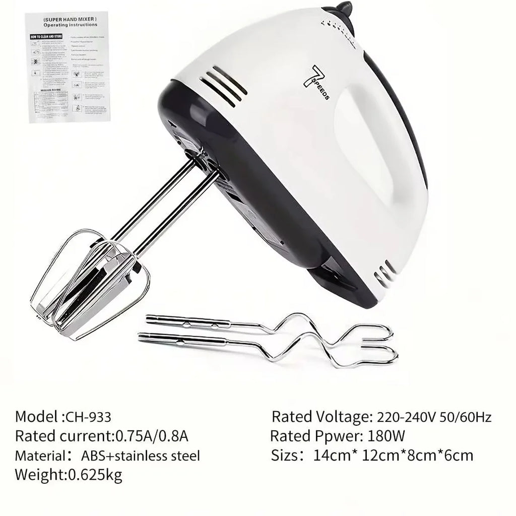 Handheld Electric Egg Beater 7-Speed Mini Automatic Mixer for Egg White And Cream with EU/US Plug Household Kitchen Tool Oasis Select