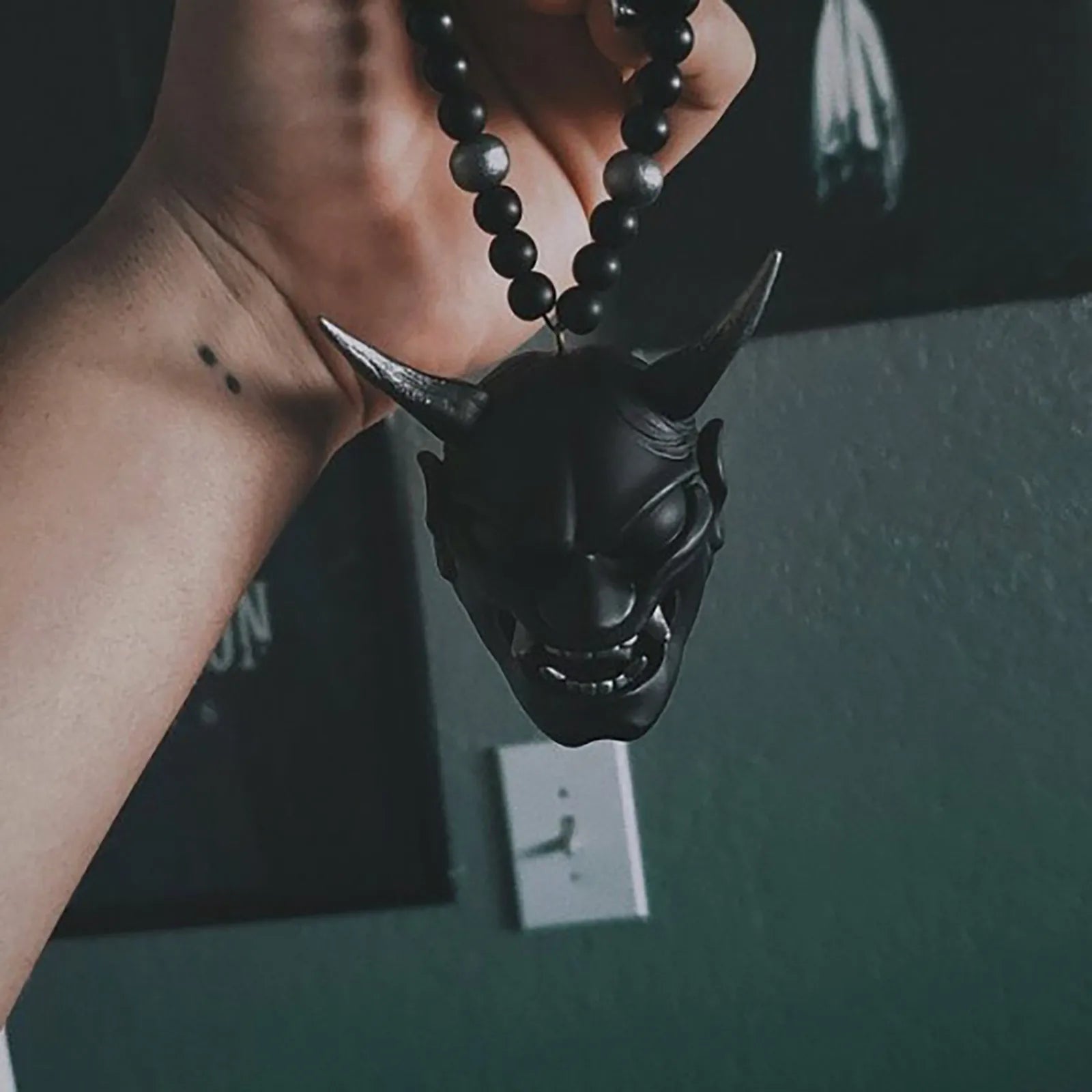 Samurai-Kabuto Helmet Hannya Japanese Oni Car Rear View Mirror Charm Japanese Ghosts Hanging Ornament Personalized Pendant Oasis Select