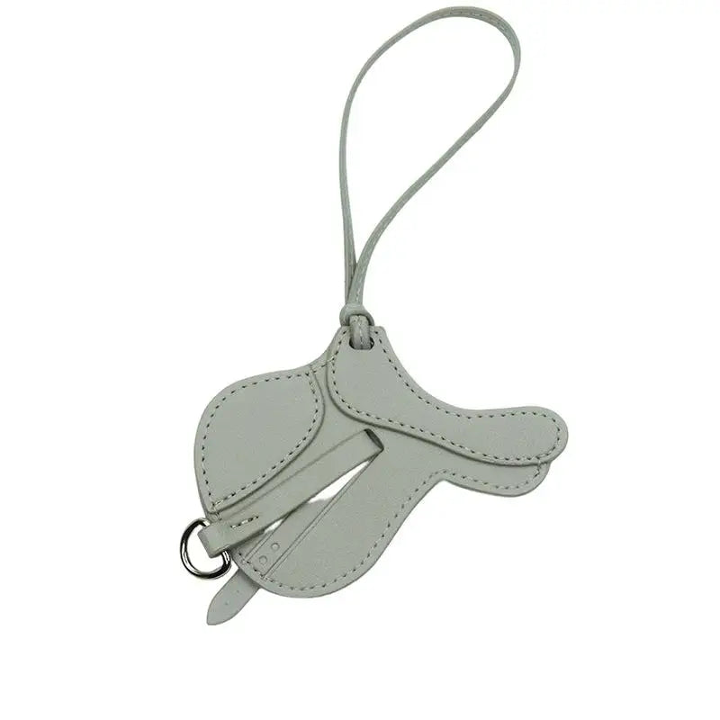 Equestrian Elegance Crafted Bag Charm - Statement Piece Made With Premium Thick PU Leather, Palmsize Oasis Select Gray