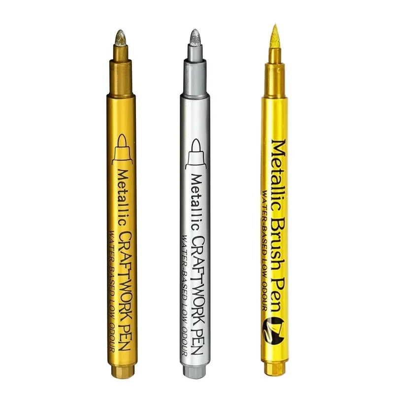 Metallic waterproof permanent marker pens for DIY epoxy resin mold gold silver color drawing supplies craft marker pen Oasis Select 3 Ppcs Mix F