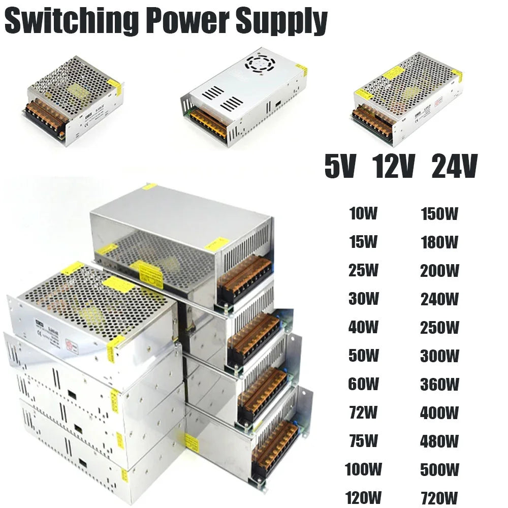 Switching Power Supply 5V 12V DC Power Supply 24V AC 110V - 220V 5A 10A 15A 20A 25A 30A 40A 50A SMPS For LED Strip CCTV Motor Oasis Select 24V20A 500W