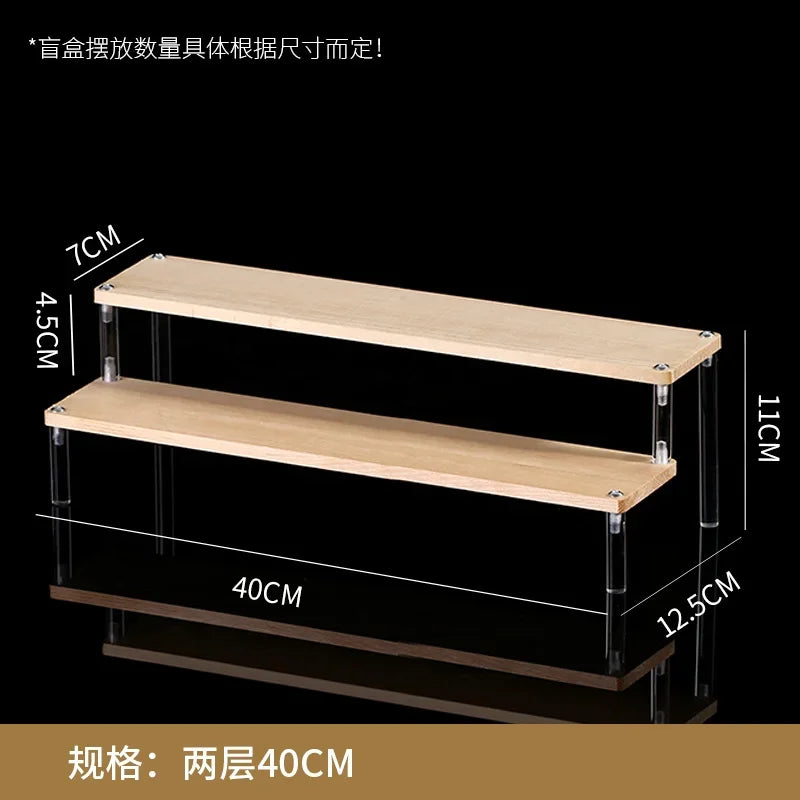 Wooden Ladder Display Stand – 2–5 Tier Acrylic Shelf Rack