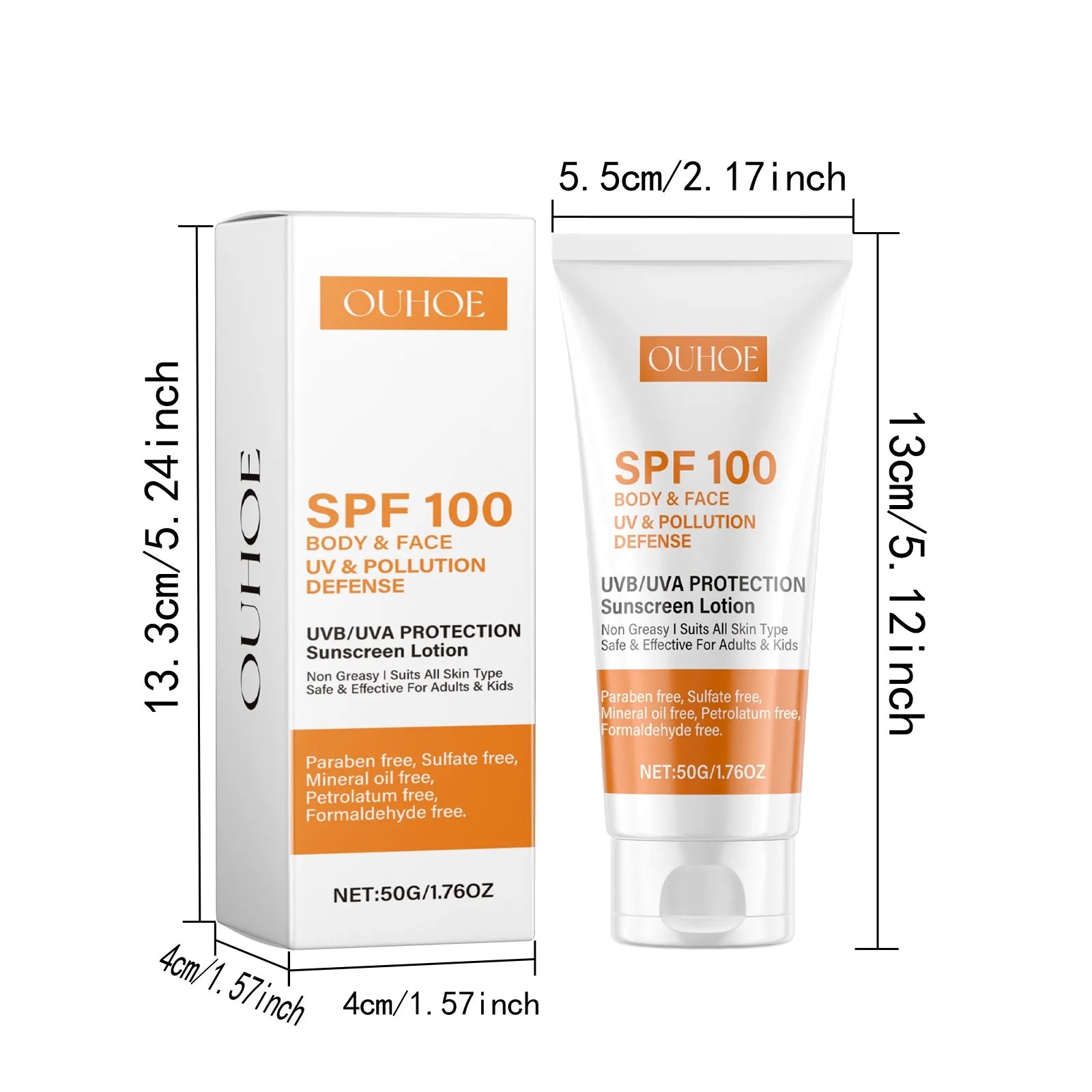 Quick Absorption SPF100 Hydrating Sunscreen Lotion Refreshing Sunscreen UV Protection Waterproof Moisturizing Concealer Heat Sun Oasis Select
