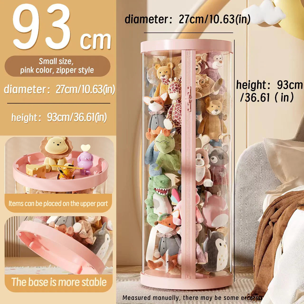 Transparent Doll Storage Box Plush Toy Organization Toy Storage Tube DIY Zipper Bins Kid Christmas Gift Children's Toy Organizer Oasis Select pink-S