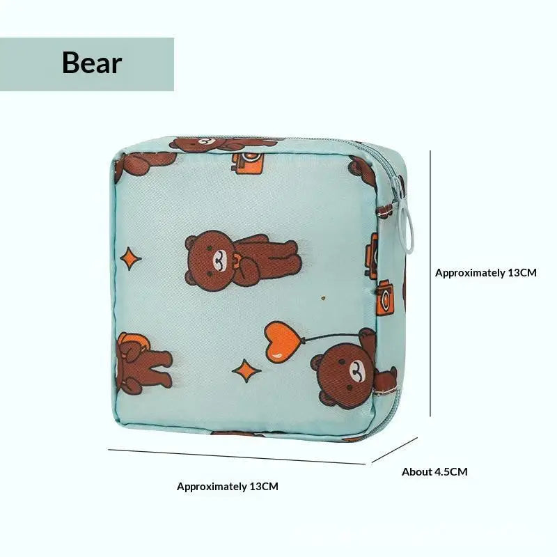 Cute Cartoon Sanitary Pad & Tampon Pouch | Portable Organizer
