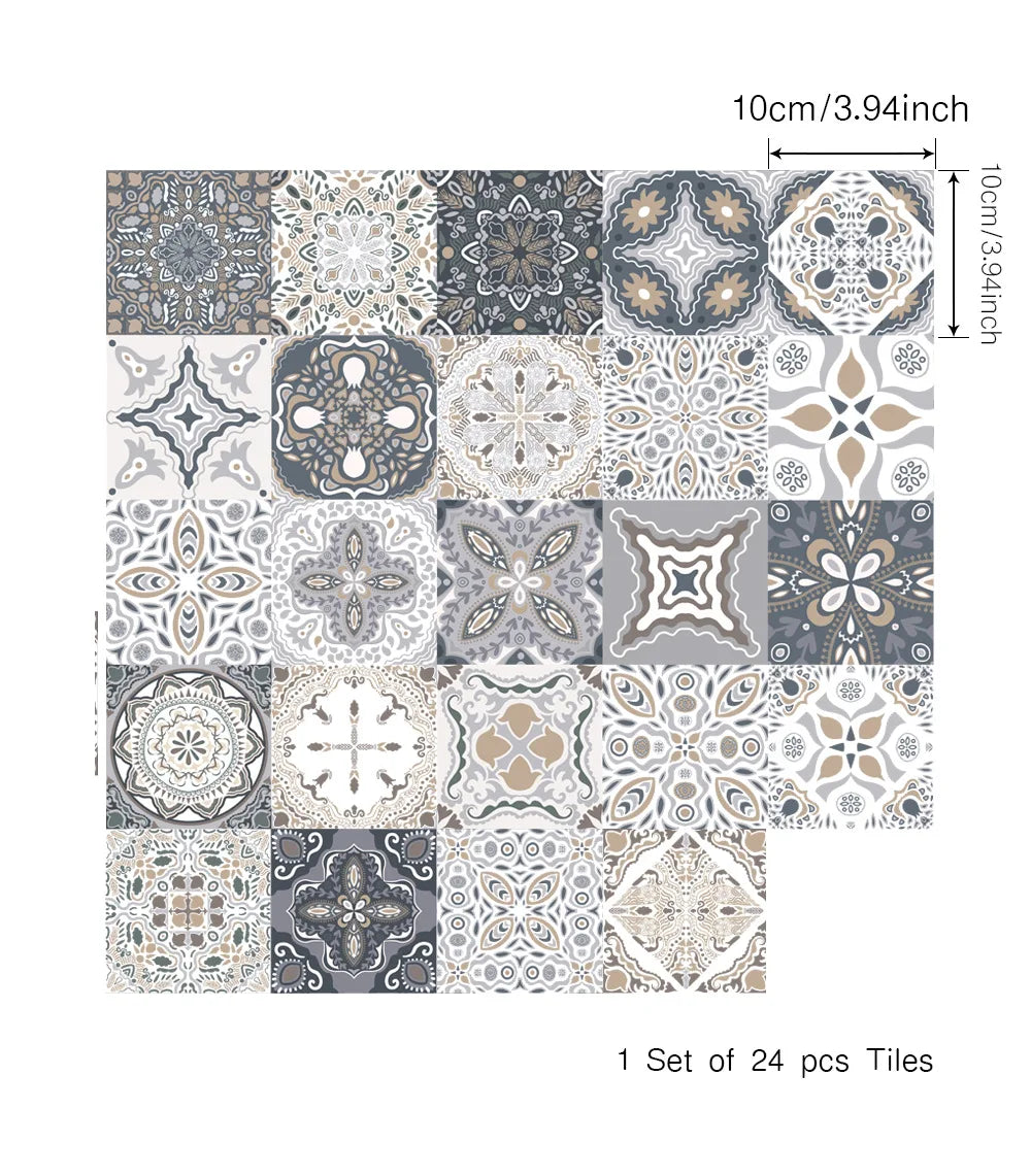 Film mosaic tile paste retro tile kitchen bathroom decoration DIY Wall paste floor paste For Wall Oasis Select 1 20cm x 20CM-24pcs