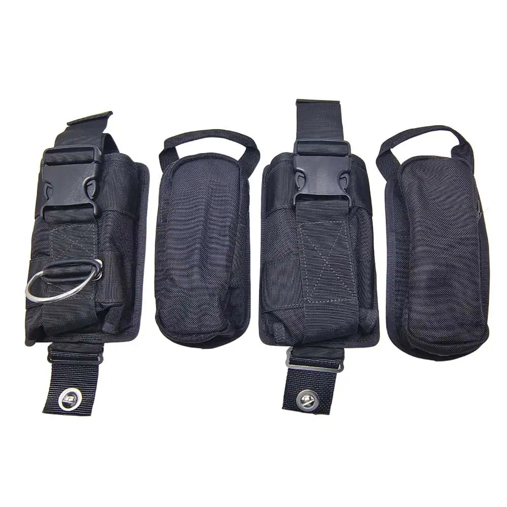 2-Pack 10LBS Technical Diving Sidemount Weight Pockets with 2 Hand-Pull Lead Shot Inner Bags BCD Quick Release Dump Pouches Oasis Select black