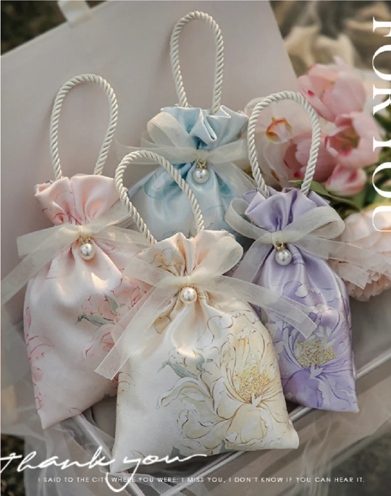 Vintage Floral Drawstring Candy Gift Bags – Wedding & Shower