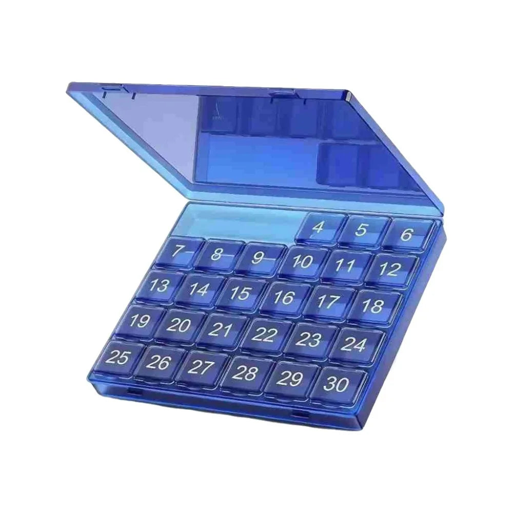 30-Day Monthly Pill Organizer – Transparent Leakproof Case