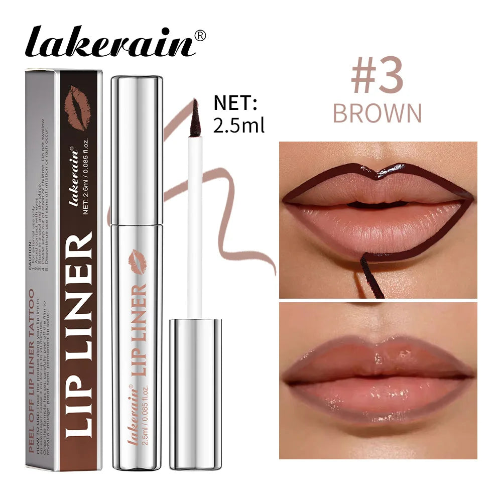 Lakerain Peel Off Lip Liner Waterproof Smudge-proof Lip Liner Long Lasting Color Non-fading Hydrate Nourish Lip Contour Makeup Oasis Select Brown