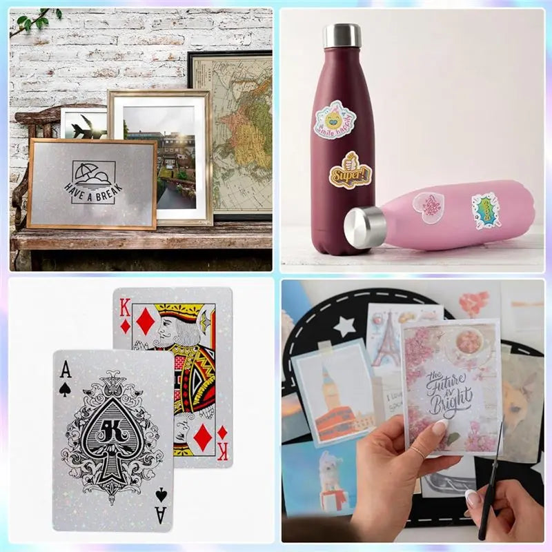 LIKE WISH 36 Sheets Holographic Sticker Paper,Holographic Laminate Sheets,Clear Vinyl Sticker Sheets,11.7 X 8.3 Inches(Star) Oasis Select