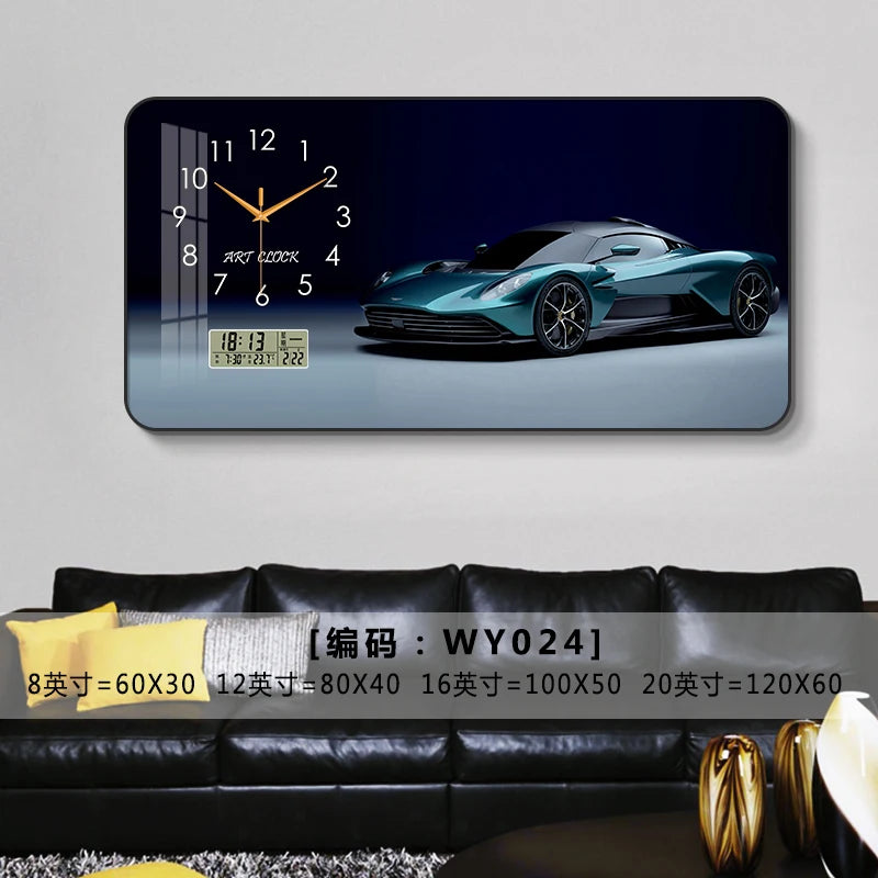 Car Clock Living Room Creative E-sports Room Silent Clock Auto Repair Beauty Shop Personality Art Decorative Painting Wall Clock Oasis Select WY024 80cm x 40cm