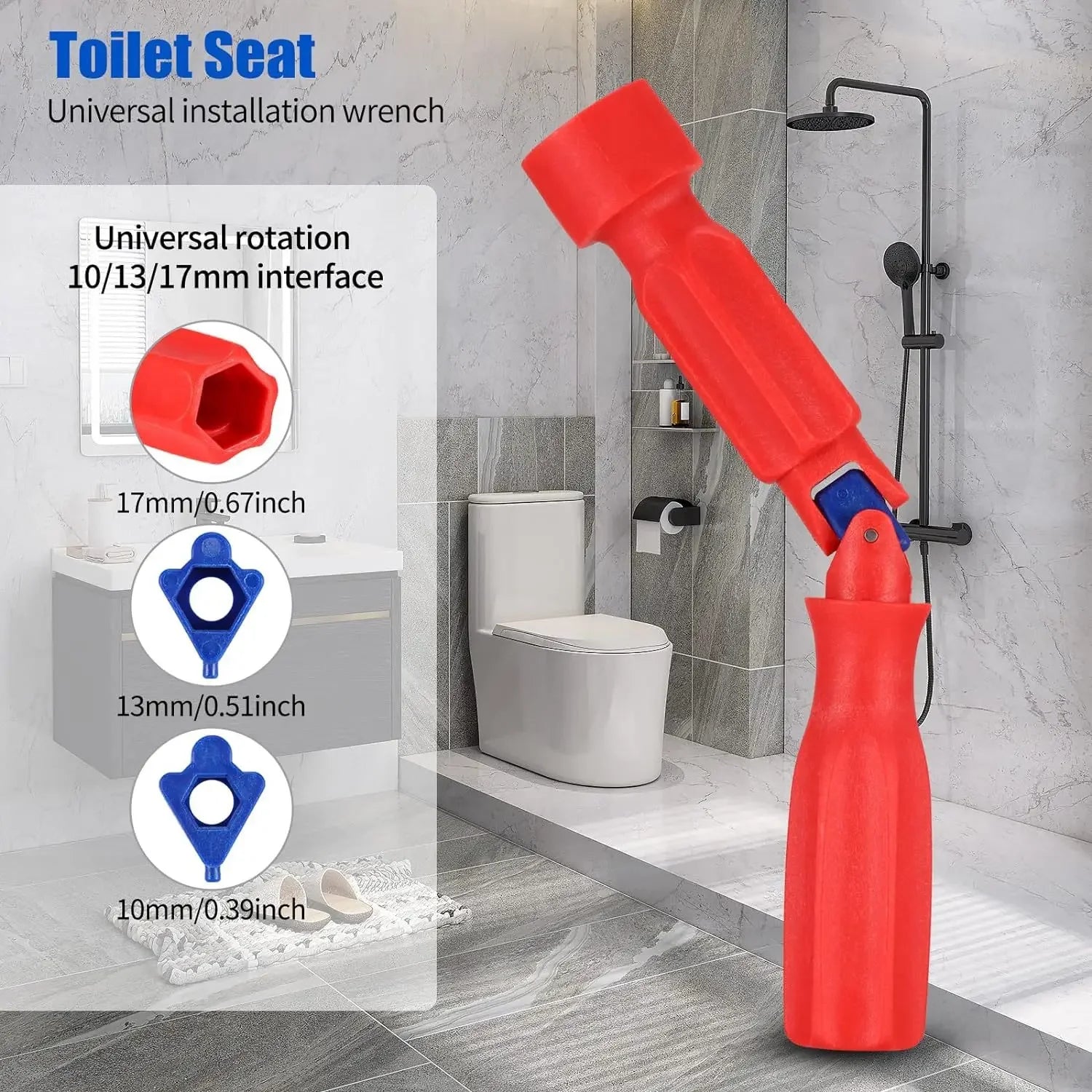 17/13/10mm Professional Toilet Seat Repair Wrench Universal Toilet Seat Installation Key Easy Loosening 17/13/10mm Oasis Select