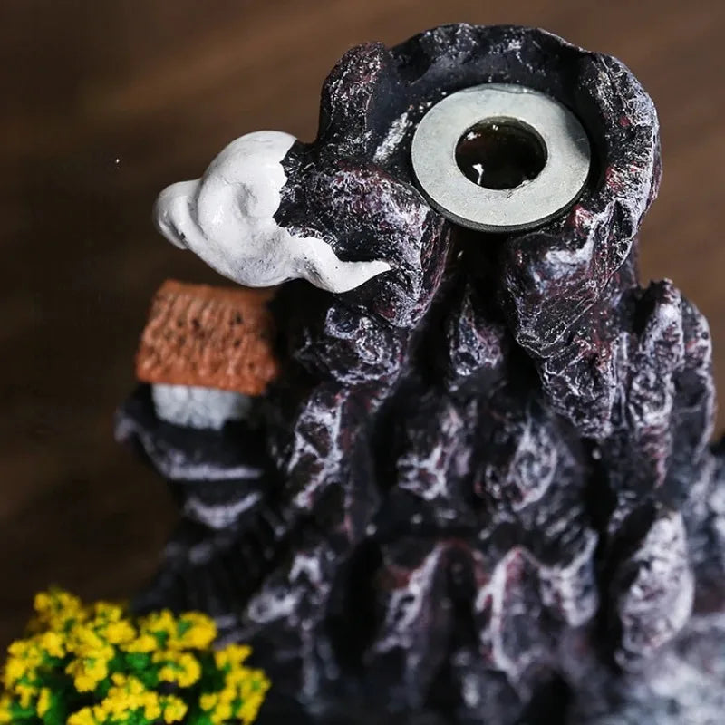 Mountain River Backflow Incense Burner Waterfall Incense Holder with Bridge & Pagoda Decor for Yoga Studio Home Aromatherapy Oasis Select