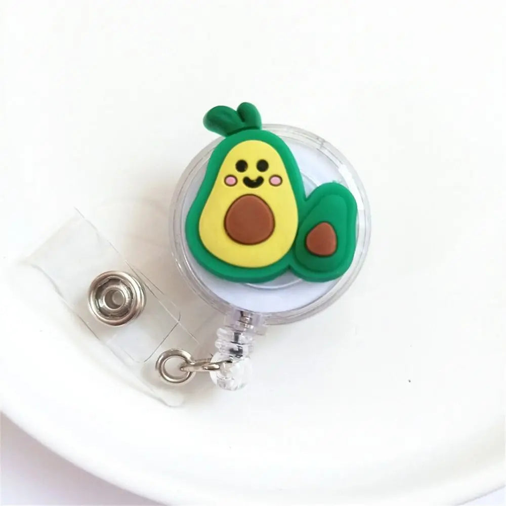 New Cute Silicone Fruits Avocado Retractable Pull Badge Reel ID Lanyard Name Tag Card Badge Holder Reels Oasis Select 2
