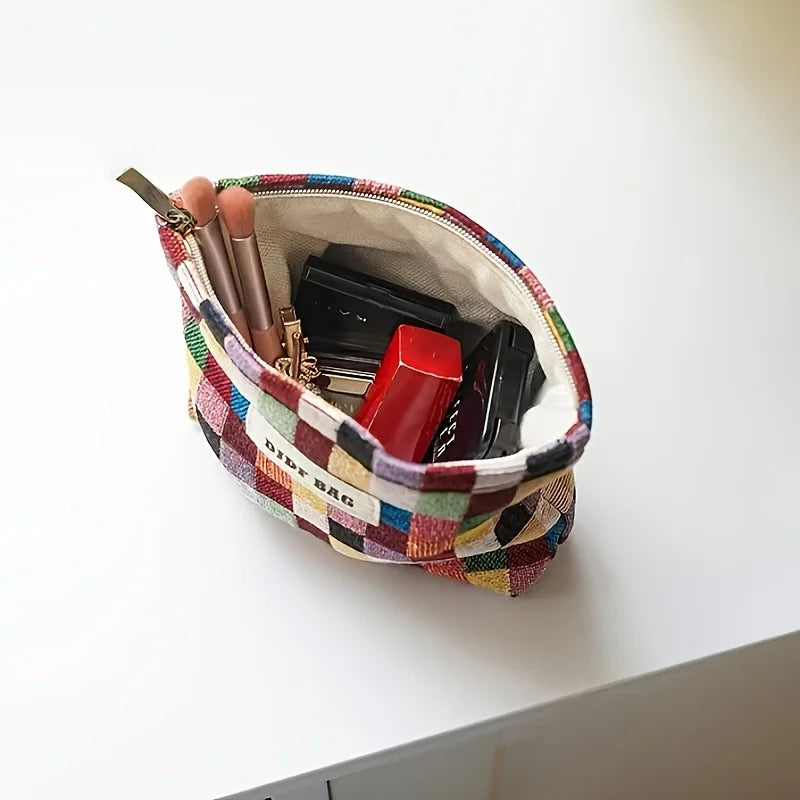 1pc Mini Female Cosmetic Bag Portable Red Soft Small Sanitary Napkin Storage Bag Commuter Coin Key Bag Portable Bank Card Bag Oasis Select