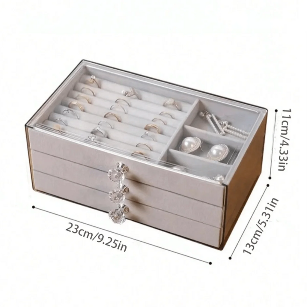 3 Layer Jewelry Organizer Boxes,with Organizer Drawer, Velvet Earring Organizer, Holder Boxes for Stud Earrings, Rings Oasis Select
