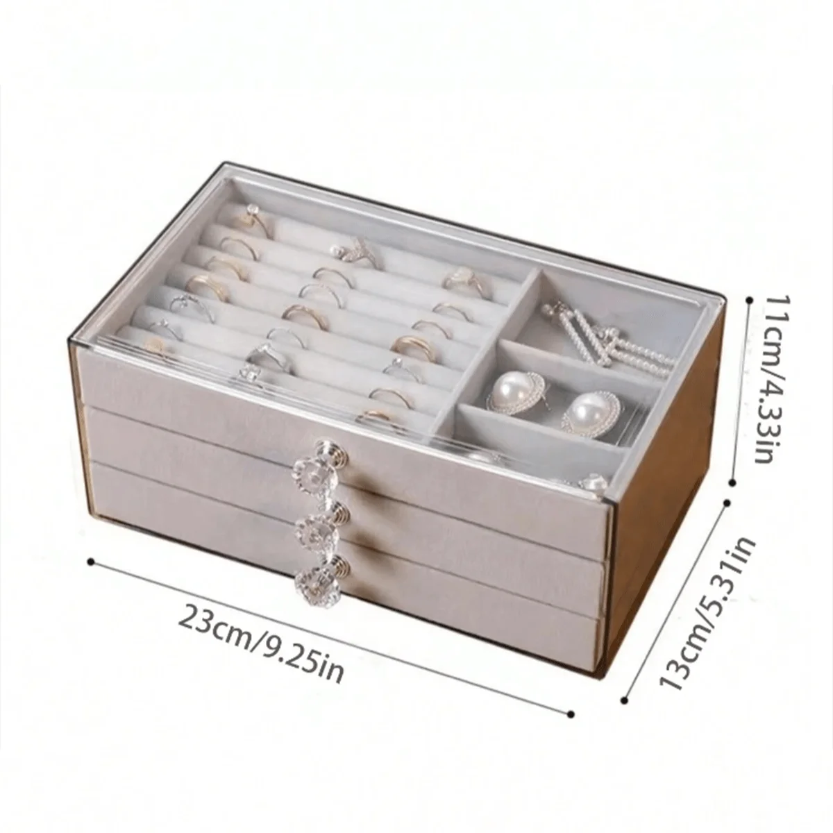 3 Layer Jewelry Organizer Boxes,with Organizer Drawer, Velvet Earring Organizer, Holder Boxes for Stud Earrings, Rings Oasis Select