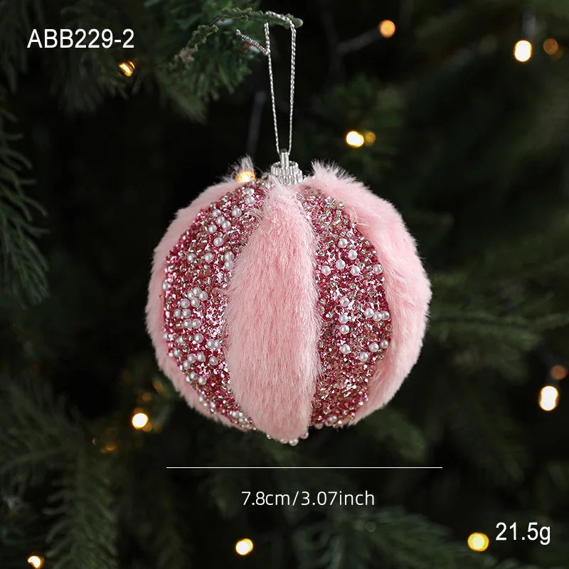Christmas Tree Ornament Unique Pink Fluffy Christmas Ball Christmas Ball Decoration Modern Holiday Ornament For Festive Holiday Oasis Select Style B 8cm