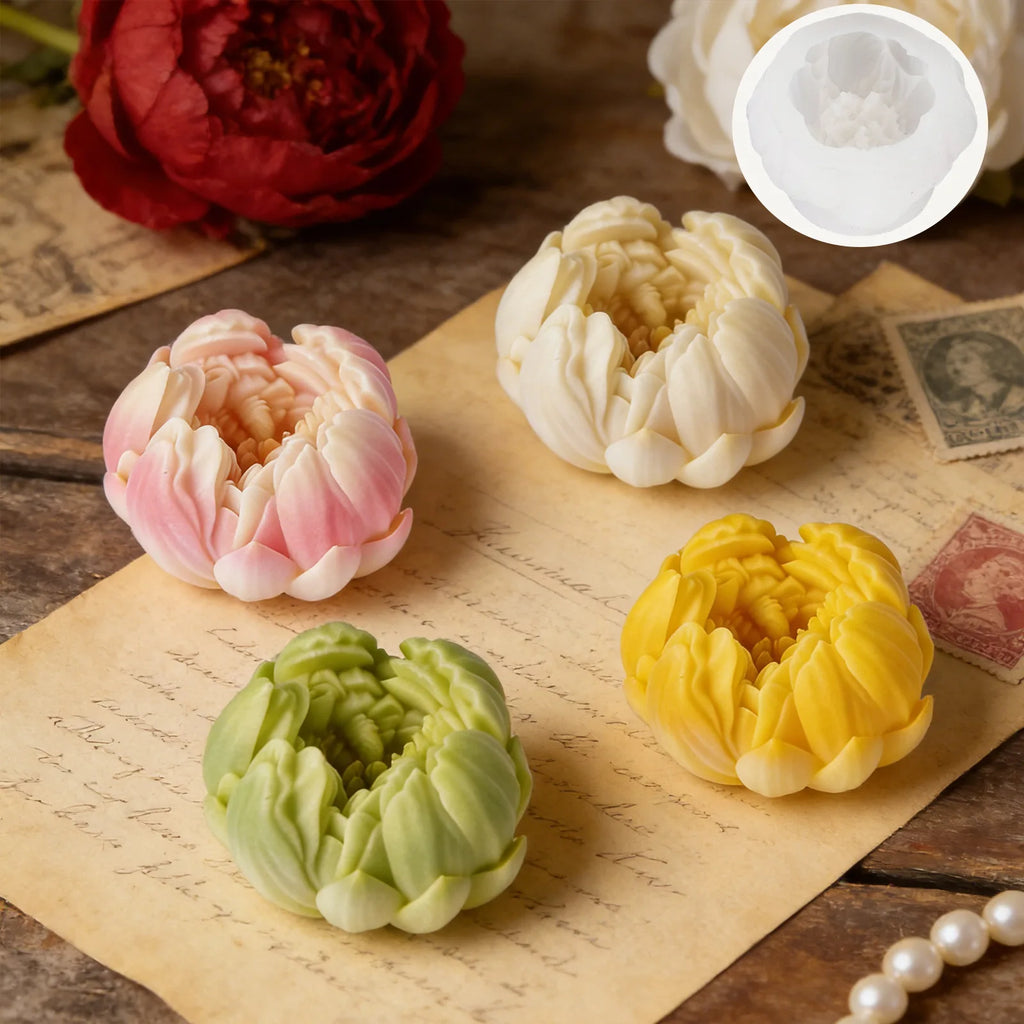 Simulation Peony Bud Scented Candle Silicone Mold DIY Flower Diffuser Paraffin Candle Baking Mold Oasis Select