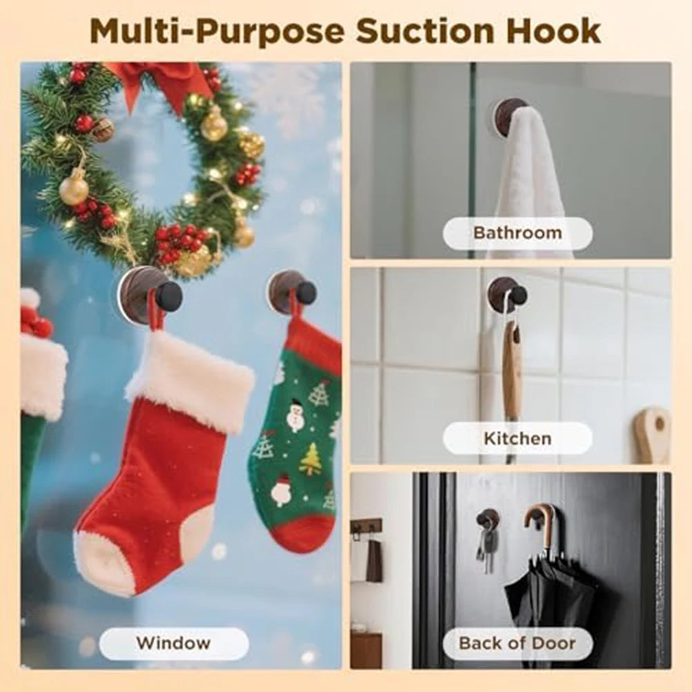 LEENKEA 2-Pack Wooden Suction Cup Hooks | No-Drill Wall Hooks Suction Cup Hooks Oasis Select