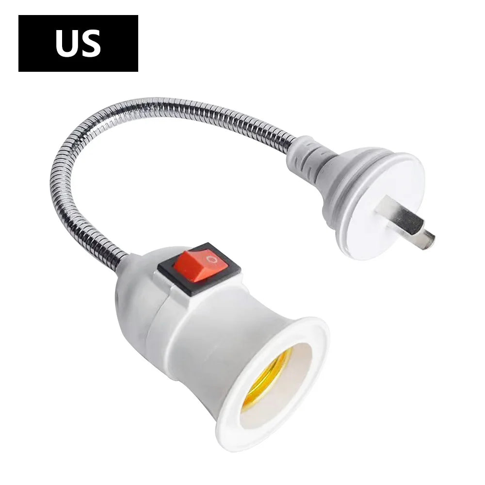 EU/UK/US Plug E27 Lamp Base Wall Flexible Holder Light Socket Converter Bases On/Off Book Light Adapter Plug Switch Oasis Select US Plug