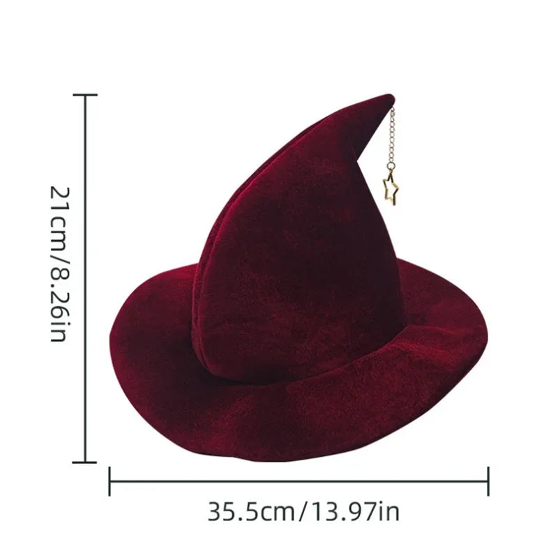 Adult Kids Halloween Witch Hat with Star mon Pattern Masquerade Wizard Hat Cosplay Costume Halloween Party Funny Dress up Props Oasis Select