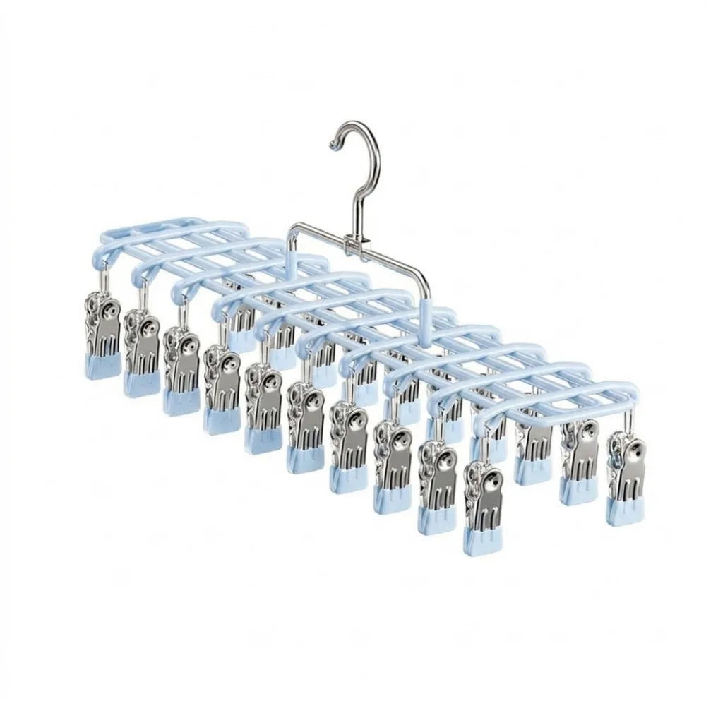 20-Clip Stainless Steel Sock Drying Rack – Rustproof & Windproof