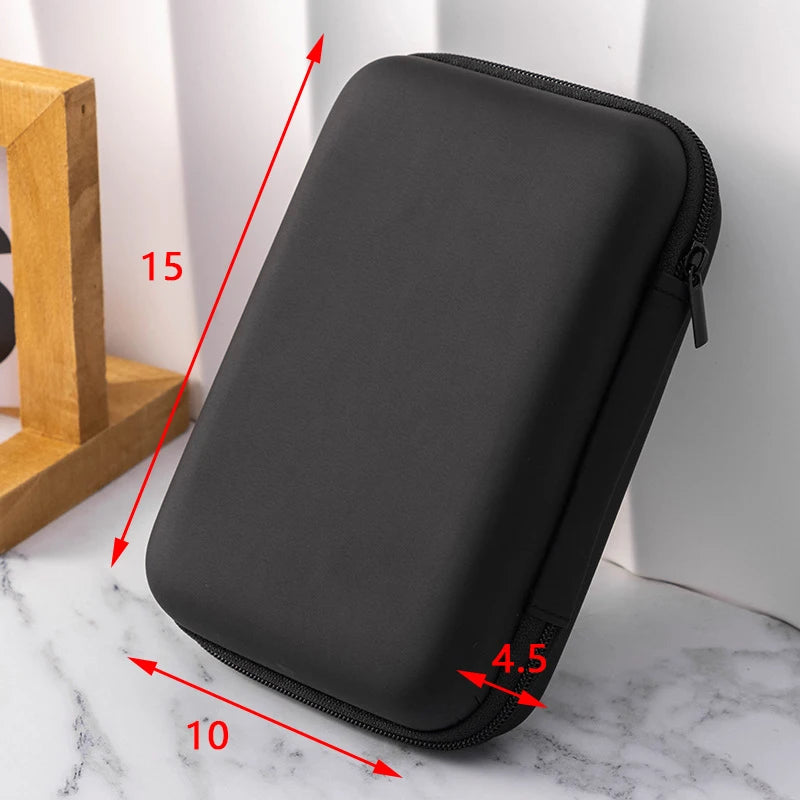 Artificial Leather Earphone Charger Case Data Cable U Disk Organizer Portable Mini 3C Hard Shell Digital Gadgets Storage Bag Oasis Select 15x10x4.5