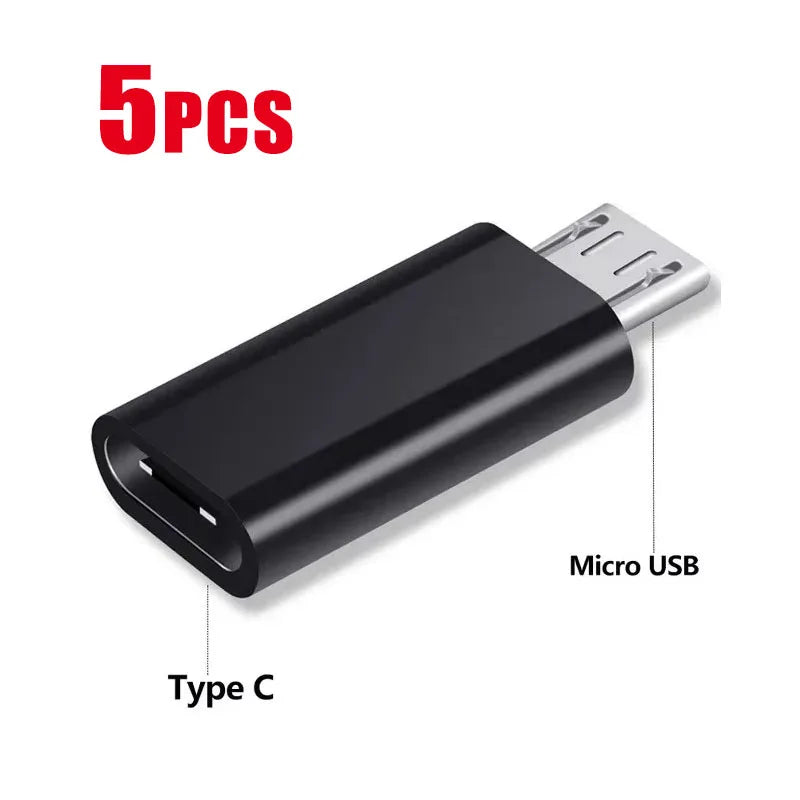 1-5 pcs USB Type C To Micro USB Android Adapter Connector for Phone Tablet Micro USB Male To Type C Female Converter Oasis Select 5PCS Black