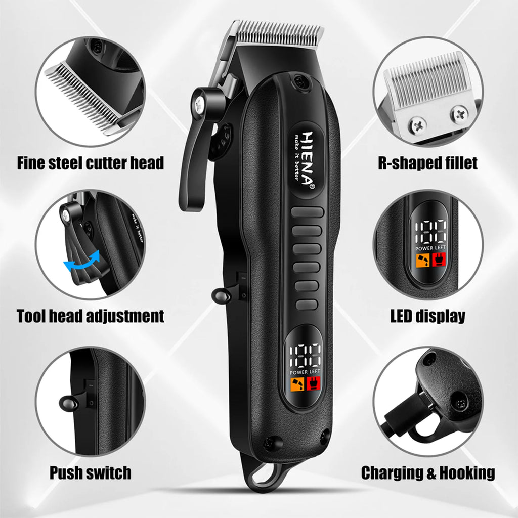 HYN-222 Professional Hair Clippers 5V1A Rechargeable Hair Trimmer Stainless Steel Blade Black Washable Head For Men Styling Tool Oasis Select