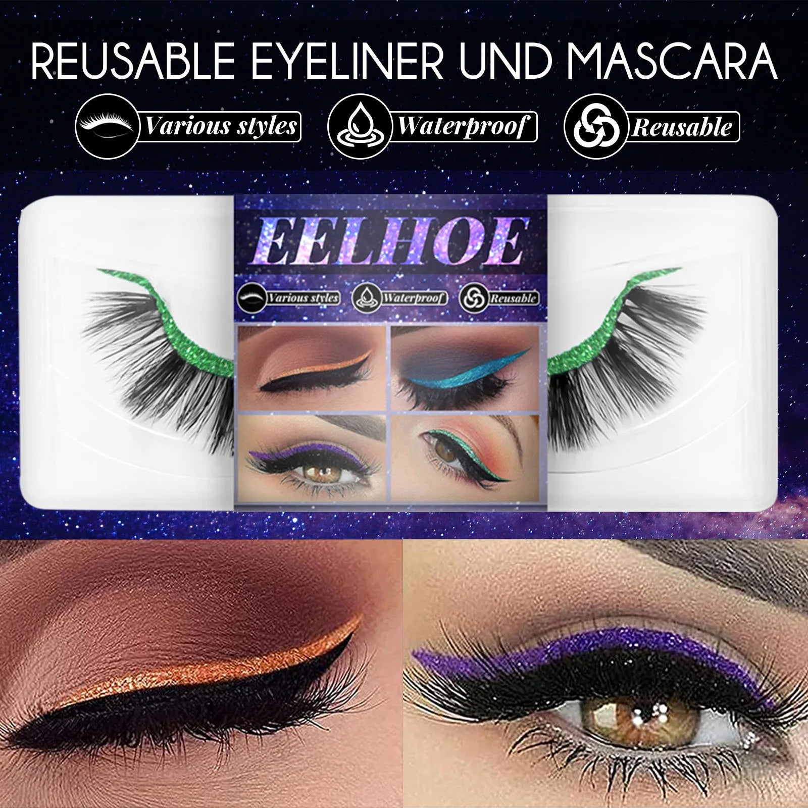 7color Glue-Free Faux Mink 3D Self-Adhesive Eyeliner Lash Stickers Waterproof Sweatproof False Eyelashes Stickers Eye Makeup Oasis Select