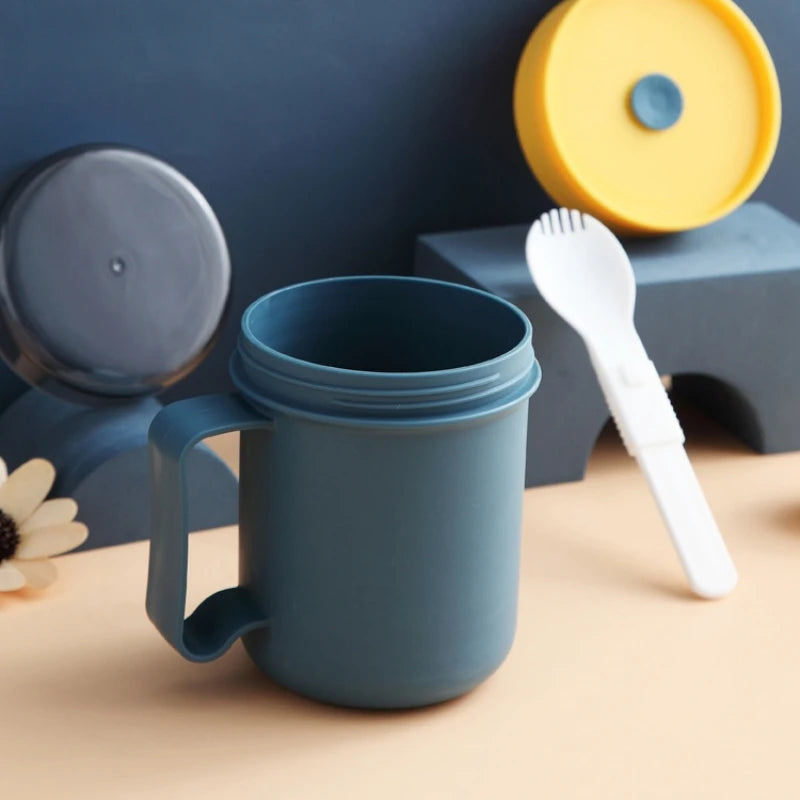 500ML Portable Breakfast Cups Oatmeal Cereal Nut Yogurt Salad Cup with Lid Spoon School Lunch Box Microwave for Kitchen Tools Oasis Select