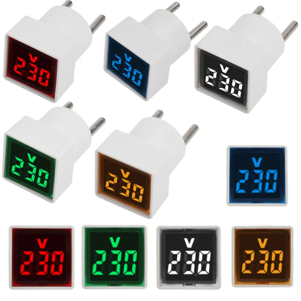 Mini Square Voltmeter AC 50V-500V Digital Voltage Tester Monitor LED Display Voltmeter Indicator Light Electrical Instruments Oasis Select
