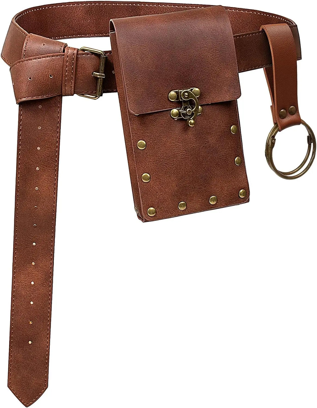 4PCS/1PCS MedievalCosplayLeather Belt Copper Coin Waist Bag Renaissance Dress Steam Belt Role Playing Halloween Belt Set Cosplay Oasis Select