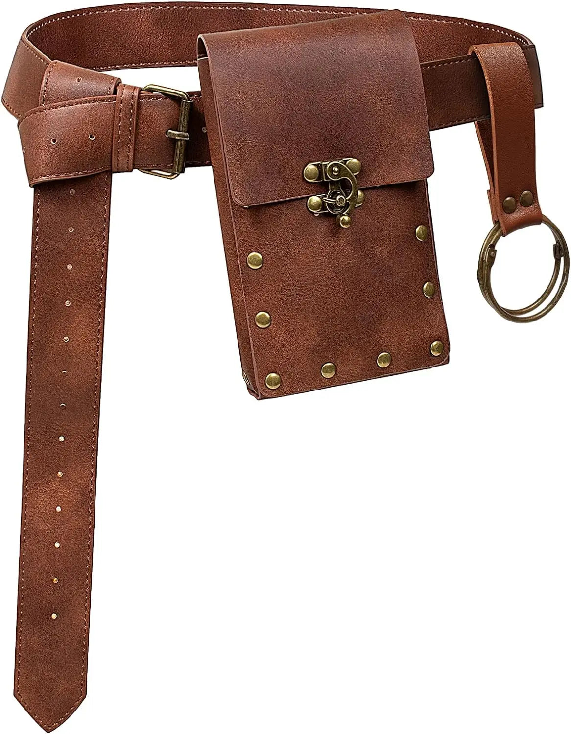 4PCS/1PCS MedievalCosplayLeather Belt Copper Coin Waist Bag Renaissance Dress Steam Belt Role Playing Halloween Belt Set Cosplay Oasis Select