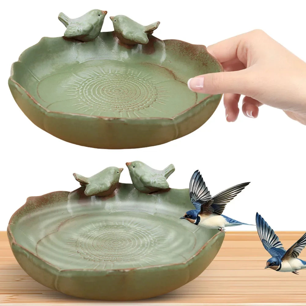 Ceramic Birdbath Bowl & Hummingbird Feeder | Garden Décor Ceramic Birdbath Feeder Oasis Select