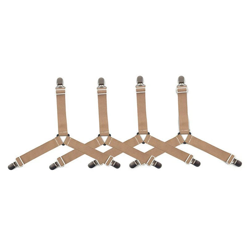 4pcs Adjustable Bed Sheet Clips Elastic Straps Fasteners Holder for Mattress Cover Organizer Home Gadgets Oasis Select khaki