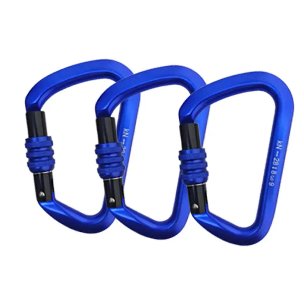 28kN Big D Screw Gate Carabiner Rock Climbing Mountain Landing Hook High Altitude Clip Aluminum Alloy Safety Buckle Equipment Oasis Select Blue 3