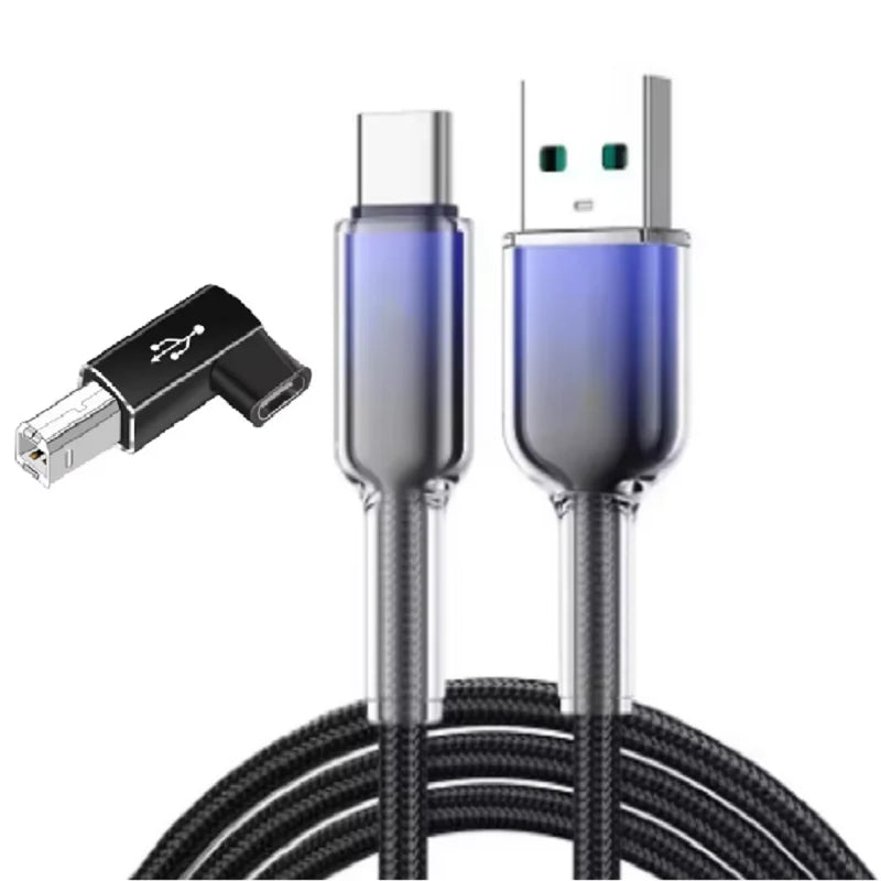 Type-c to square Printer Cable Adapter Converter DP 65W Fast Charging Data Transfer Cable Printer Scanner Electric Piano Adapter Oasis Select