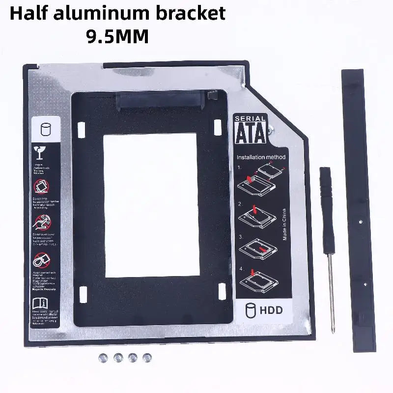 1 Set 2.5" SSD CD DVD To HDD Case Enclosure CD-ROM ODD Optibay Plastic Aluminum Universal 9.5/12.7mm SATA 3.0 2nd HDD Caddy Oasis Select Plastic Aluminum A