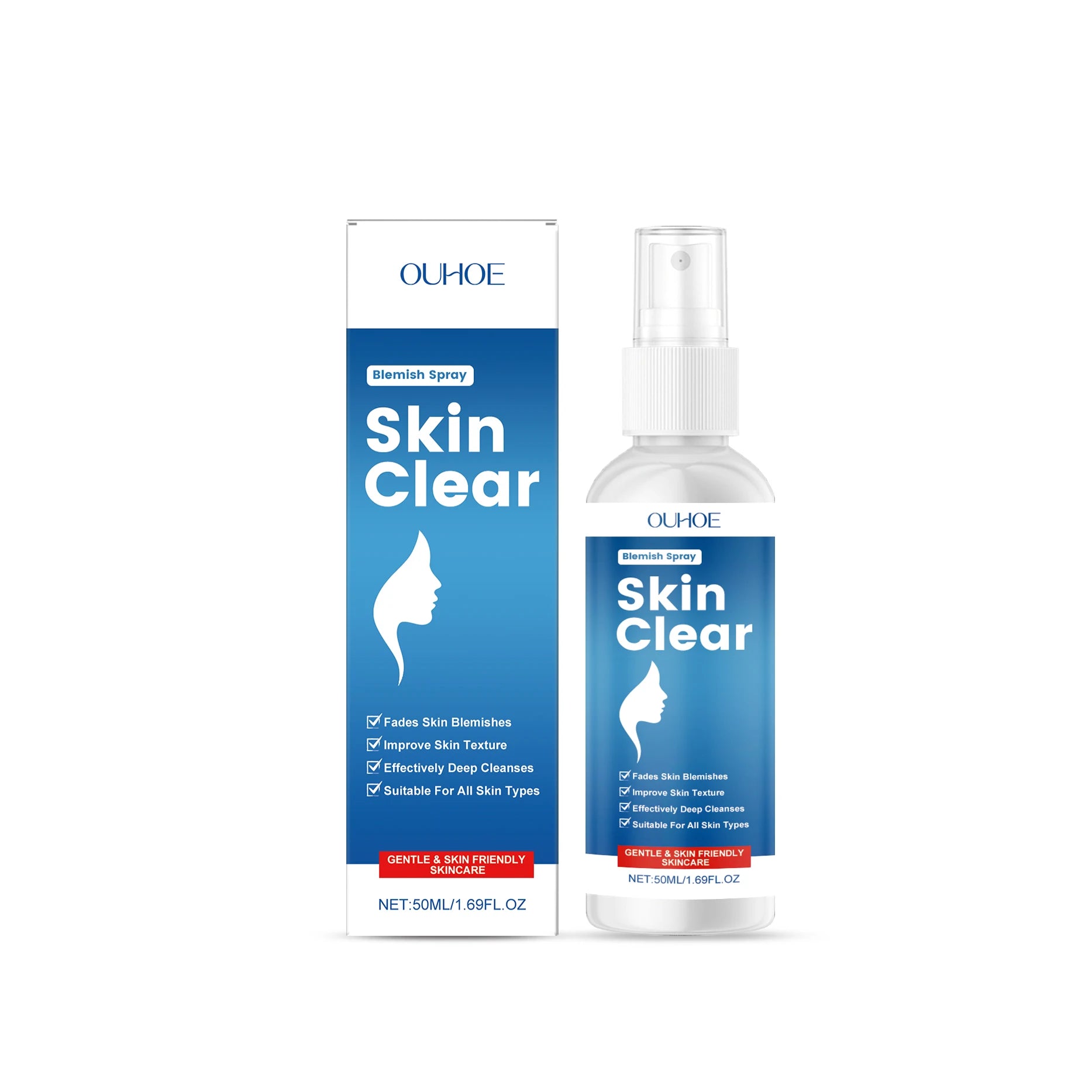 Blemish Spray Fade Acne Spots Improves Rough Skin Skin Clear Spray Gentle & Non-irritating Moisturizing Nourishing Skin Care Oasis Select 50ml boxed